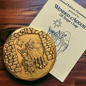 Vintage Wendell August Forge Christmas Ornaments Nativity Greeters‎ Bronze 1996
